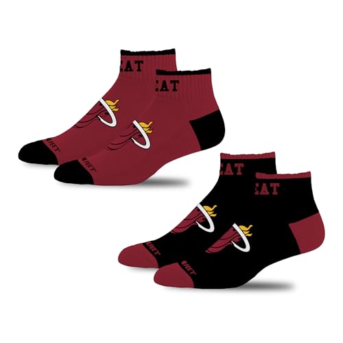 For Bare Feet NBA MIAMI HEAT Front and Center 2 Pack Team Colors Large