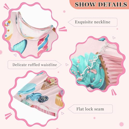 Boccsty Cupcakes Donuts Girls Dress Kids Toddler Casual Dresses Summer Dresses 2T3