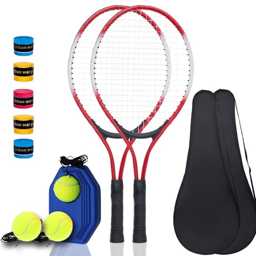 Tennis Rackets 2 Players Adult Recreational Tennis Rackets Set for Beginners and Professional 27 Light Training Tenniss Racquet Set for Women Men with 3 Tenniss Balls 2 Carry Bag 5 Hand Glue Red