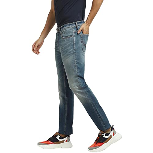 Image of Jack & Jones Men's Cotton Blend Slim Fit Blue Jeans 34