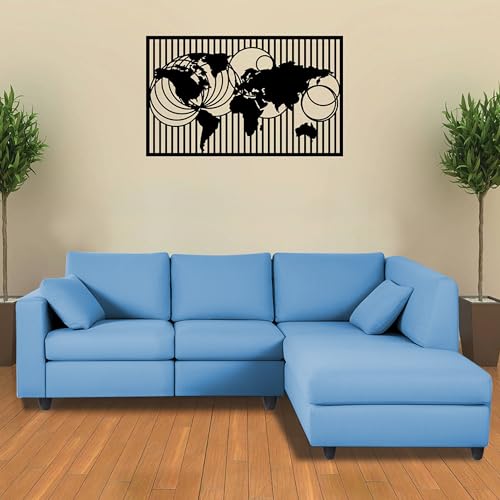 Image of Florian RHS 4 Seater L Shape Sofa Set for Living Room (Turquise Fabric) Premium Fabric Sofa