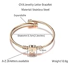 Rose Gold Women Heart Initial A-Z Letter Cuff Bracelets Name Expandable Bangle Bracelet Birthday Gifts - Image 2