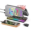 TAKRINK Sveglia con Proiettore Soffitto, 7'' Sveglia Digitale con Display Digitale 11 Colori RGB, Luci Ambiente 10 Modalità, Proiezione 180° Snooze Radio FM, 12/24H, USB-A e Type-C per Casa Ufficio