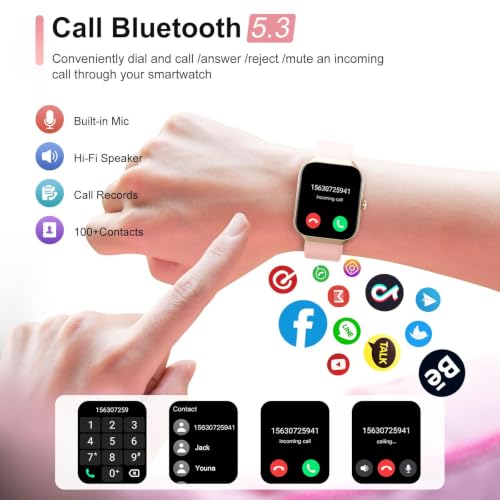 Image of Jugeman Smart Watch for Women, 1.96 inch HD Smartwatch (Answer /Make Call) Pink | 24 /7 Heart Rate /Sleep Monitor /Pedometer Fitness Watch 113+ Sport Modes, IP68 Waterproof Activity Tracker for Android iOS