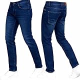 Crosshatch Stretch Slim Fit Jeans Mens Denim Designer Trousers Pants Dark Wash 32W X 30L