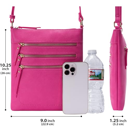 Image of Solene Crossbody Bag Functional Multi Pocket Messenger Purse Top Zip Closure Shoulder Handbag With Adjustable Strap