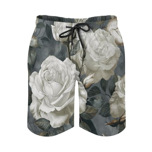 Mens Shorts Gray and Beige Style Men Swim Trunks Quick-Dry Beach Shorts with Drawstring Pocket Bathing Suit4