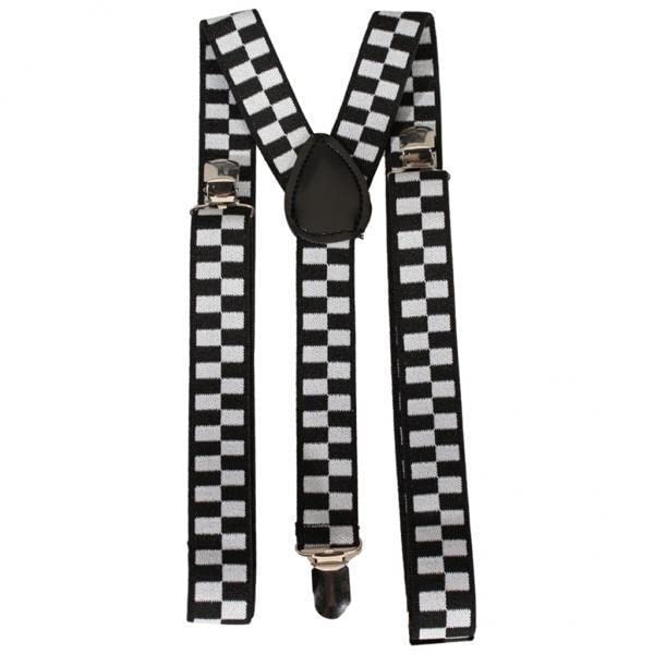 Bnf® 3xBlack and White Checkered Clip-on Braces Elastic Y-Back Suspender 37 x 15/16 inch-image-48