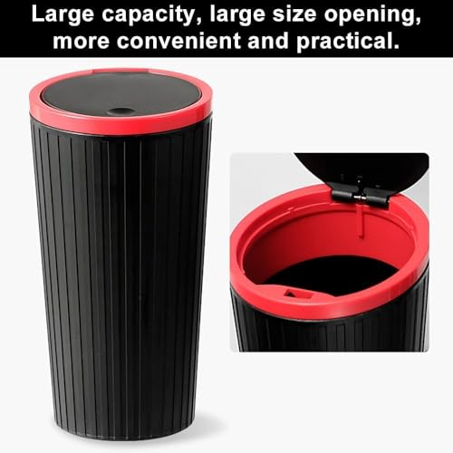 Image of Mini Car Trash Can Cup Holder Trash Bin With Lid Leakproof Garbage Can Washable Cup Car Accessories, Multi-Purpose Car Trash Can - Waterproof, Fits Cup Holders & Armrests (Red)