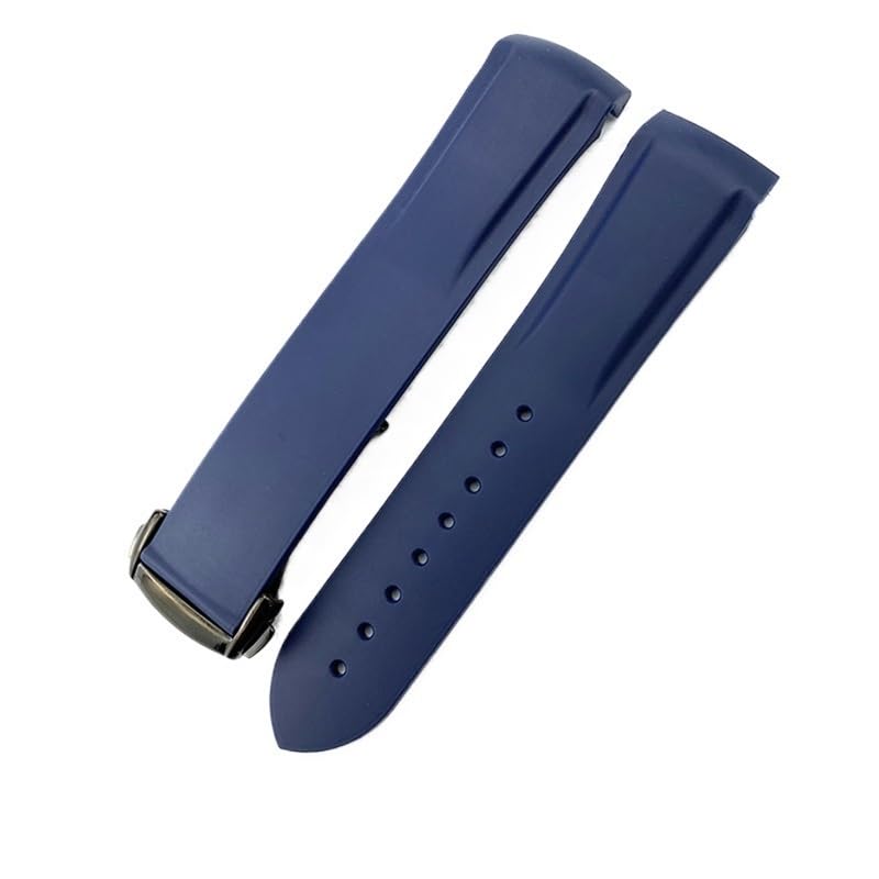 Bracelet montre caoutchouc 21mm bleu pour Mido Commander