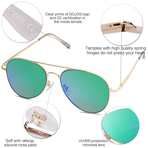 Image of SOJOS Classic Aviator Sunglasses for Women Men Metal Frame Spring Hinges SJ1030