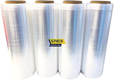 Gpack Pre Stretch wrap Film 15" x 1500' Pre stretched Plastic film with Folded Edge, Clear Hand Pre-Stretched Wrap Film 8.6 micron Shrink Wrap Film Plastic Pallet Wrap 4 Rolls Pack