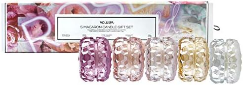 Voluspa Macaron Roses, Macaron Candle Gift Set, 1.8 Ounce, 15 Hour Each Burn Time, Coconut Wax for Clean Burning, Handcrafted in The USA