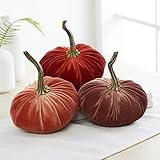 Velvet Pumpkins Set of 3 Includes Harvest Rust Bronze, Handmade Home Decor, Holiday Mantle Decor, Holiday Table Centerpiece, Fall Halloween Thanksgiving Decor