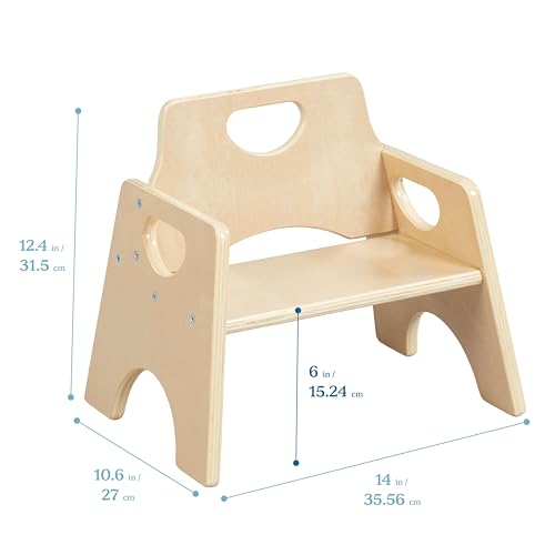 ECR4Kids Stackable Wooden Toddler Chair, 6in, Kids Furniture, Natural, 2-Pack by ECR4Kids - Image 2
