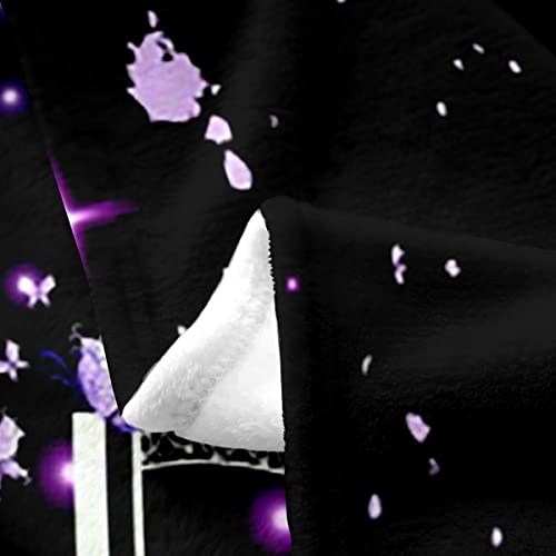 Eiffel Tower All Season Bed Blanket Glitter Paris Fleece Throw Blanket Flannel Purple Blue Sweetheart Fuzzy Blanket For Kids Boys Girls,Romantic Microfiber Plush Blanket Room Decor 40"X50" #TOP4