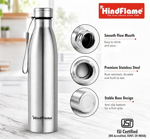 Image of Pulse 900 ml Water Bottles for School, Office, Home, Gym Water Bottle for Men Leakproof, Rust Stainless Steel Bottle -(Pack of 6)