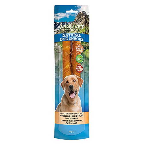 ARQUIVET Twist con pollo 24 cm / 100 g - Snack 100% naturali per cani - prelibatezze per cani - Prodotto leggero - Molto ricco di sostanze nutritive