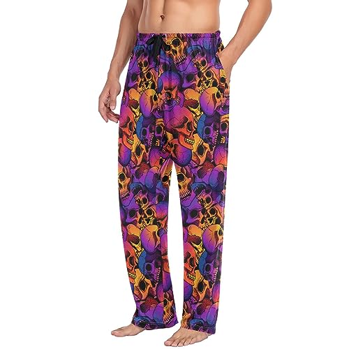 Pantalon de pyjama pour homme XL à motif Skull | Bas de détente décontracté multicolore