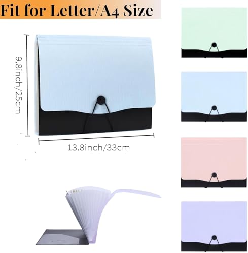 Image of 2-in-1 Expanding File Folder with Clipboard for Dual, Expanding Files Folder Document Letter A4 Size File Organizer with Handle and 13 Pockets for Important Papers /Letters (Light Blue)