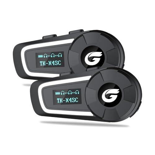 Casque de moto interphone TK-X4SC lot de 2 avec réseau 4 voies et partage de musique