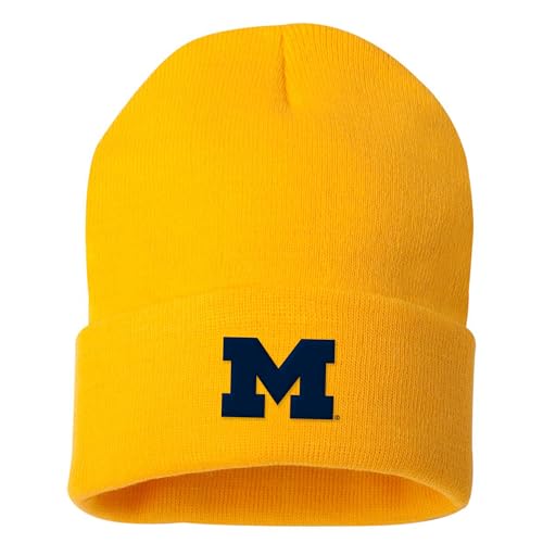 UGP Campus Apparel - BN508 - Michigan Wolverines Primary Logo - Sports Team Cuffed Beanie - One Size - Gold