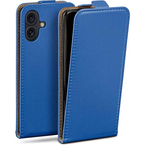 Étui pour iPhone 16 moex bleu en simili cuir avec protection 360