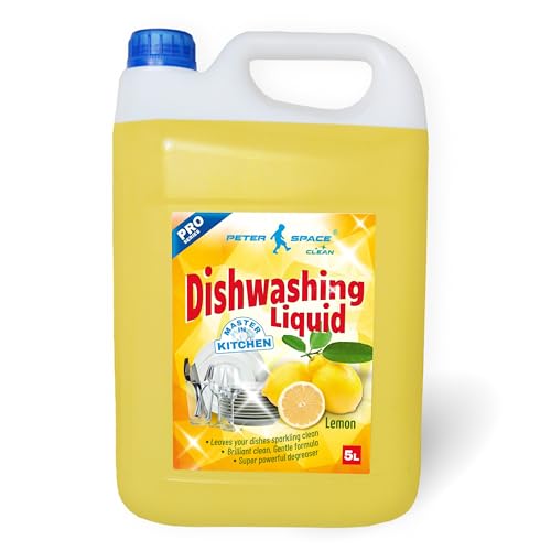 Geschirrspülmittel Spülmittel Handspülmittel Zitrone 5 Liter Kanister mit hoher mit höchster Fettlösekraft sorgt auch in kaltem Wasser für sauberes Geschirrreiniger Peter Space