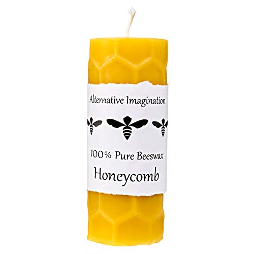 Bougie pilier en cire d'abeille 15cm jaune naturel pour décoration