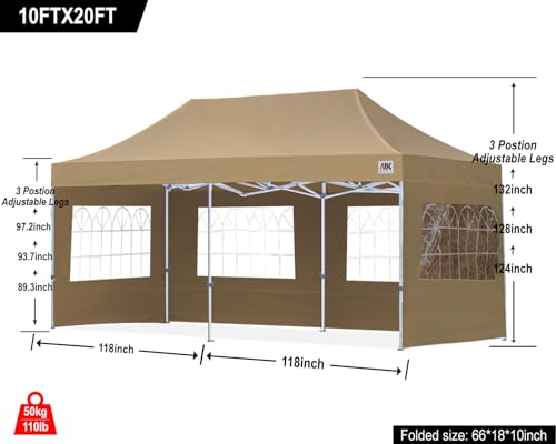 Image of ABCCANOPY Pop up Canopy Tent with Elegant Church Window 10X20,Beige