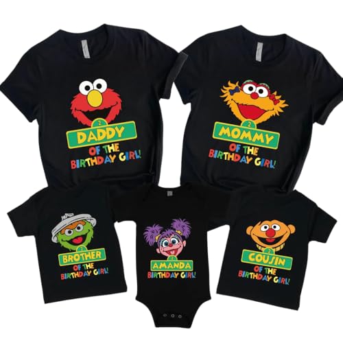 Character Family Birthday Shirts,Custom Street Matching Family Birthday T-shirt,Cartoon Caracters Theme Birthday Party Shirt