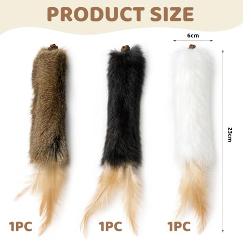Glamoreal Jouet pour Chat en Fourrure de Lapin – Lot de 3 Jouets interactifs à mâcher et à Donner des Coups de Pattes pour Chats d’intérieur et Chatons | Favorise Le Nettoyage des Dents, Aide à – vue 2