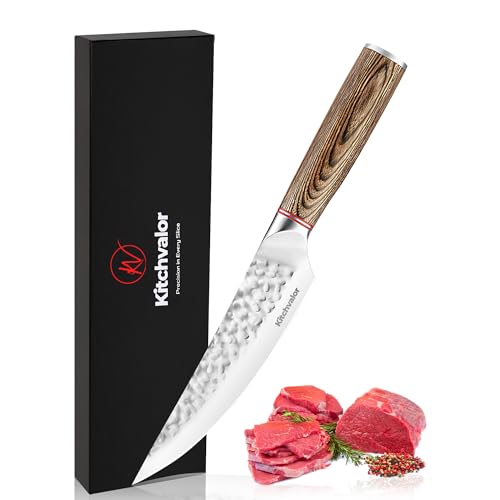 Kitchvalor Chefmesser 6 Zoll scharfes Küchenmesser mit hohem Kohlenstoffgehalt aus deutschem Edelstahl Kochmesser Hackmesser Küchenmesser mit...