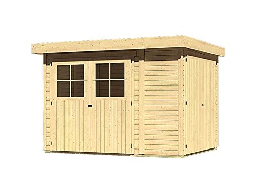 Karibu Woodfeeling Gartenhaus Laura 2 mit Anbauschrank | In Natur | 19 mm Wandstärke - 4010090788357 Karibu Woodfeeling Gartenhaus Laura 2 mit Anbauschrank | In Natur | 19 mm Wandstärke