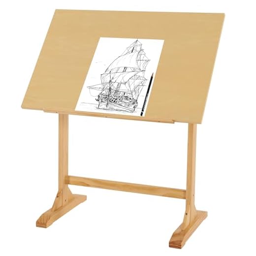VISWIN Mesa de Dibujo de Madera de 60 x 90 cm, ángulo Ajustable, 86 cm de Altura Mesa de Artista de Madera Maciza de Pino para Dibujar, se inclina Plana, Escritorio de Estudio para Pintar, Dibujar