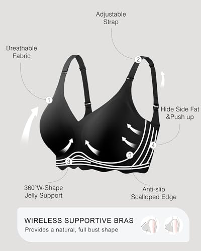 Image of Womens Wireless Jelly Bras No Underwire Support Push Up Removable Straps (U /Cross /Halter) Everyday Sports Bra