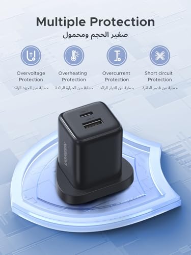 شاحن من يوجرين بتقنية USB، متوافق مع الهواتف الذكية والأجهزة المحمولة، بمنفذين