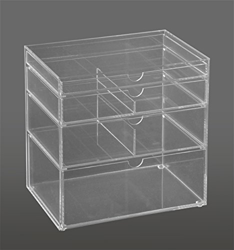 GlamoureBox Makeup Organizer Clear Storage Case With Removable Drawers Acrylic Made in USA