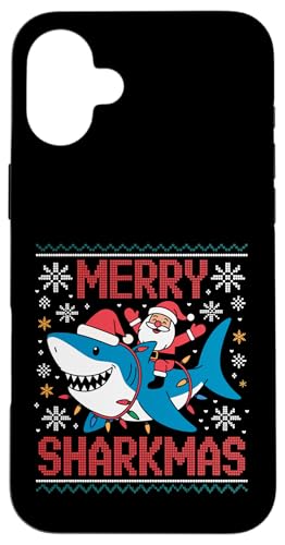 Merry Sharkmas AO[Z[^[ T^ CfBO V[N Cgt X}zP[X iPhone 16 Plus p
