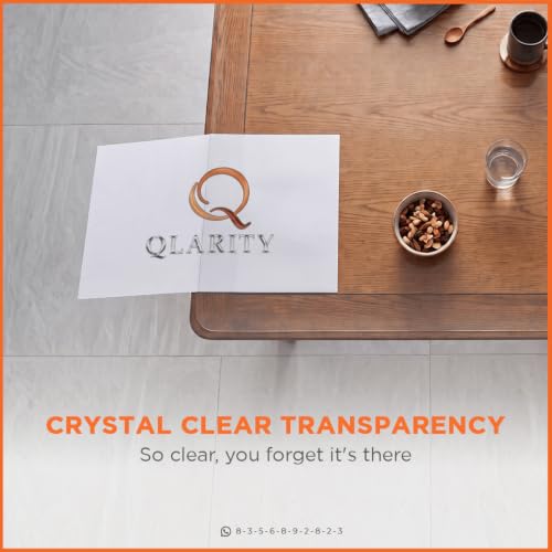 Image of Qlarity Covers Clear 1.5mm PVC Table Cover 52X35 Inch, Table Mats Protector | Durable transparent plastic sheet for table protects against stains, scratches, heat and everyday dining table damage
