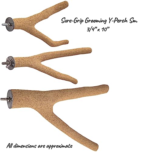 Image of Super Bird Creations SB1148 Sure-Grip Grooming Y-Perch Small, Small /Medium Bird Size - Enriches Beak and Foot Health - Ideal for Parrotlets Parakeets Quakers - Small Bird Size, 3 /4 inch diam x 8 inch (Small)