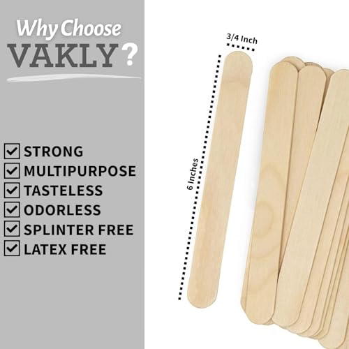 vakly tongue depressors 6 senior pack of 500 non-sterile 6 inch tongue depressor wooden waxing spatulas applicator sticks with smooth edges for wax application medical crafts and more