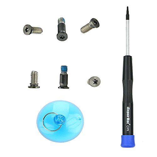 iRepairmac Tornillos Inferiores de Plata, Destornillador Pentalobe y Ventosa para MacBook Retina 15"A1707 (Barra táctil) 2016-2018 (Gray)