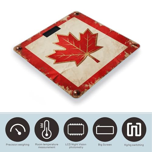 Báscula Digital de Baño Bandera Vintage de Canadá 400Lb miniatura 3