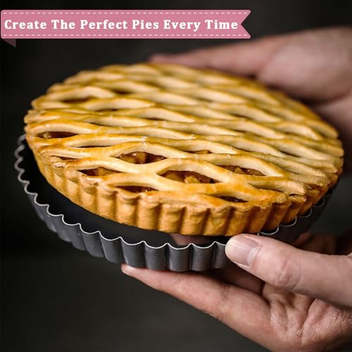 Quiche Pan 24cm/9 inch Flan Tins with Loose Base,Fluted Tart Baking Tins Flan Case Non-Stick Removable Bottom for Baking, Pie Dish, Tart Mould, Fluted Round Deep Flan Dish, Quiche Dishes (9 Inch) - Image 6