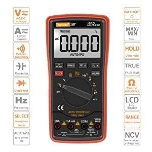 Image of Auto Ranging Digital Multimeter & Clamp Meter with Storage Bag Battery Alligator Clips Test Leads for AC /DC Voltage /Current Voltage Alert Amp Ohm /Volt (38B Clamp Meter+18B Multi Meter Orange)