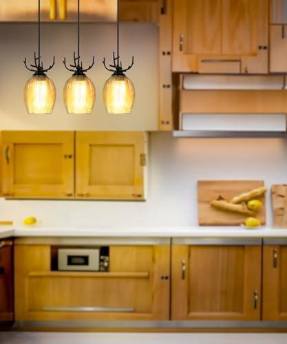 Image of Linear Base 3 Light Hanging /Pendent Light for Restaurant,Bedroom, Living Room and Home Decor. Pack of 1 (H /L 5)