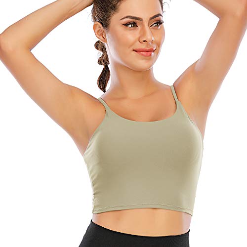 Yasco Sutiã esportivo Longline Yoga Top Crop Top com sutiã embutido para treino Top acolchoado com s