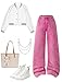 Fulihug Girls Jeans Size 10-12 Y2K Fashion Wide Leg Baggy Pink Denim Pants Tween Trousers Streetwear