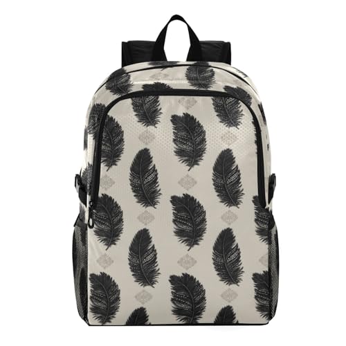 AIXIWAWA Lightweight Hiking Backpacks Tribal Feather Print, Foldable Waterproof Daypack for Commute Travel